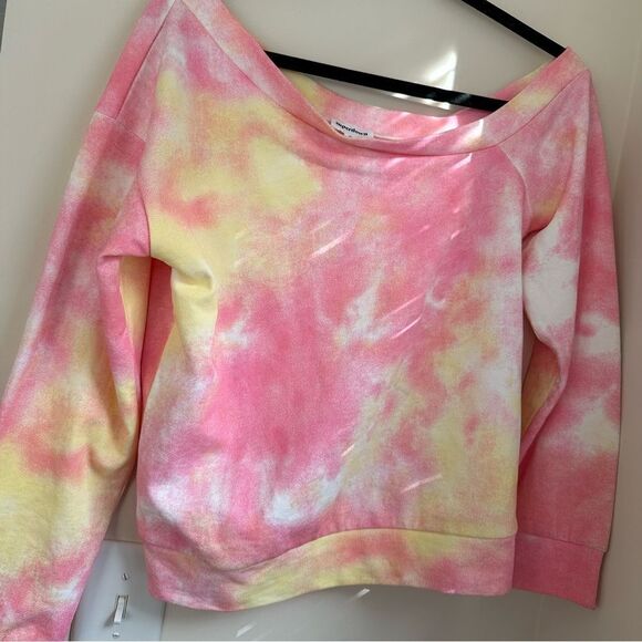 Superdown Ashtyn Off Shoulder Sweatshirt in Pink and yellow Tie Dye - Picture 7 of 10